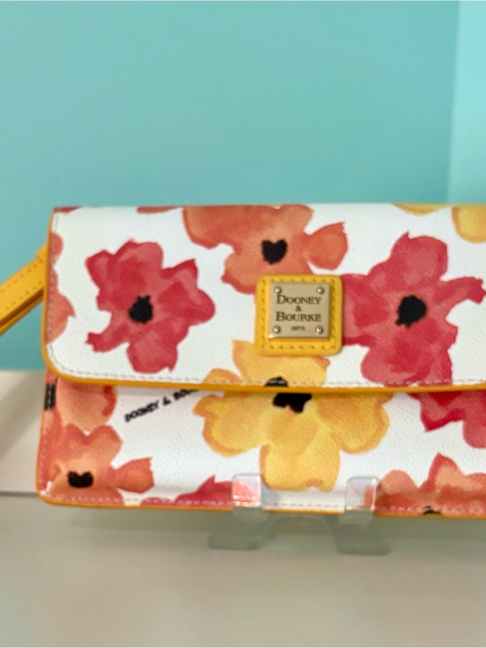 Dooney & Bourke Bloom Millie Floral Wristlet in Yellow and Coral